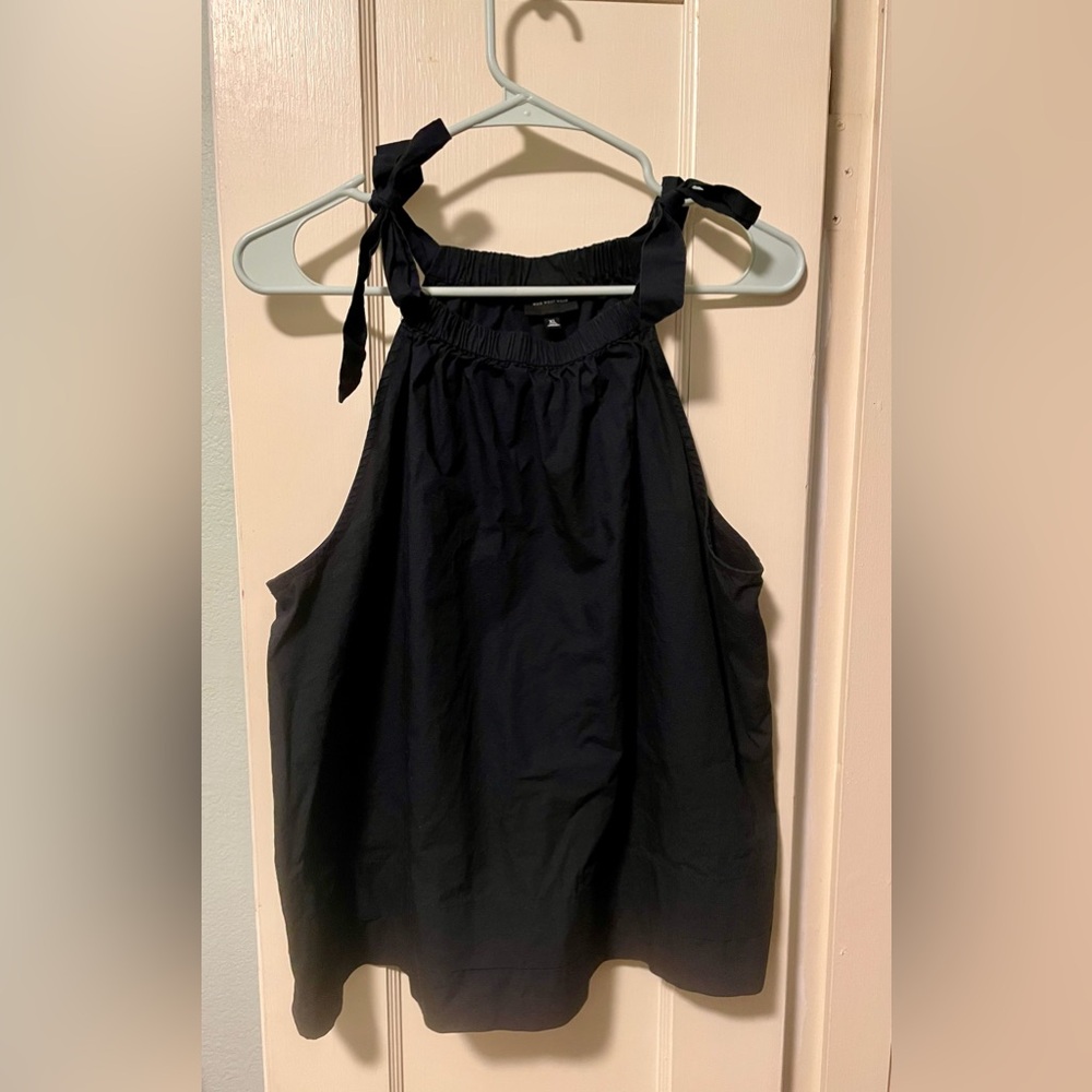 4/$25 bundle deal- Who What Wear Black Sleeveless Tank Top with Tie Front